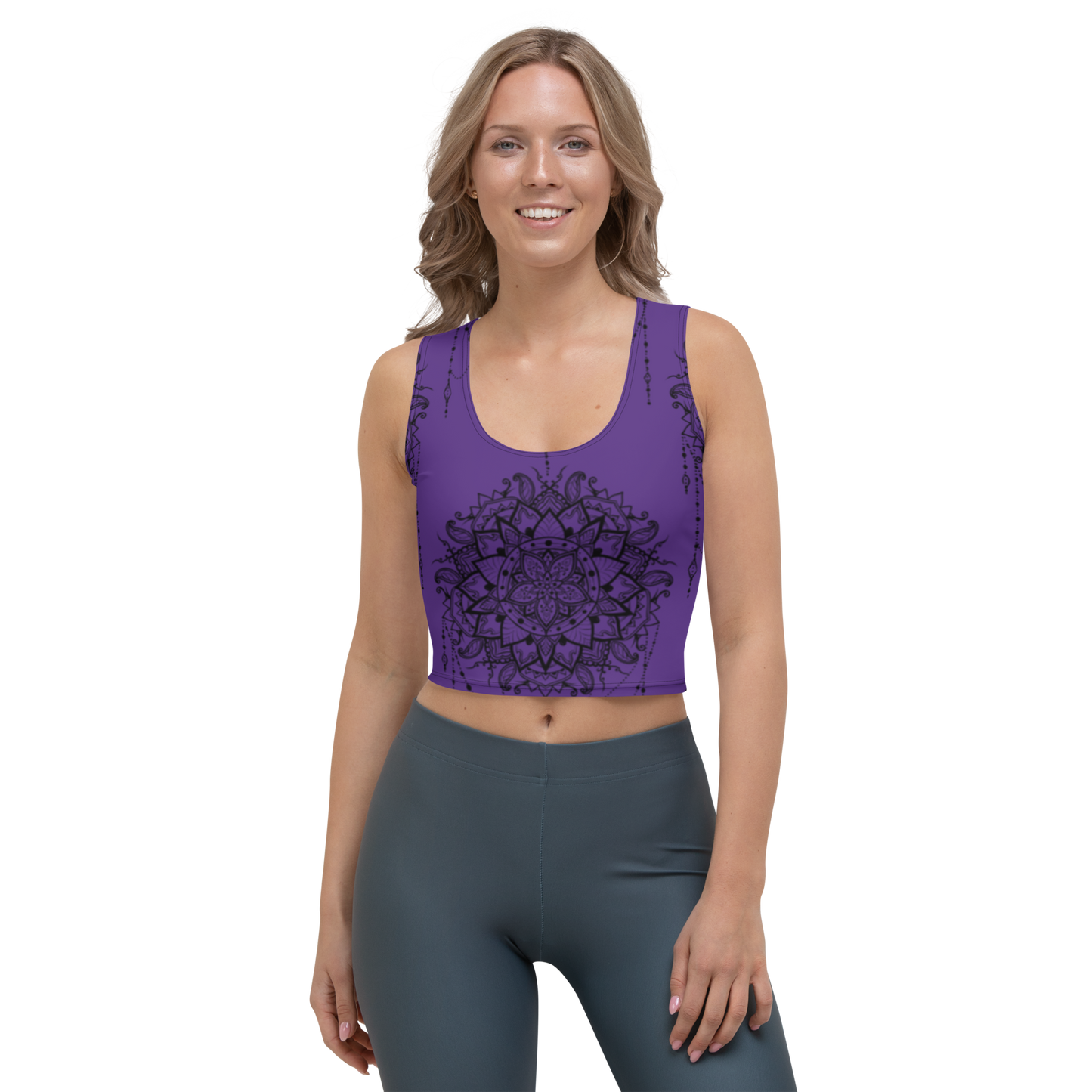 Black Mandala Purple Crop Top