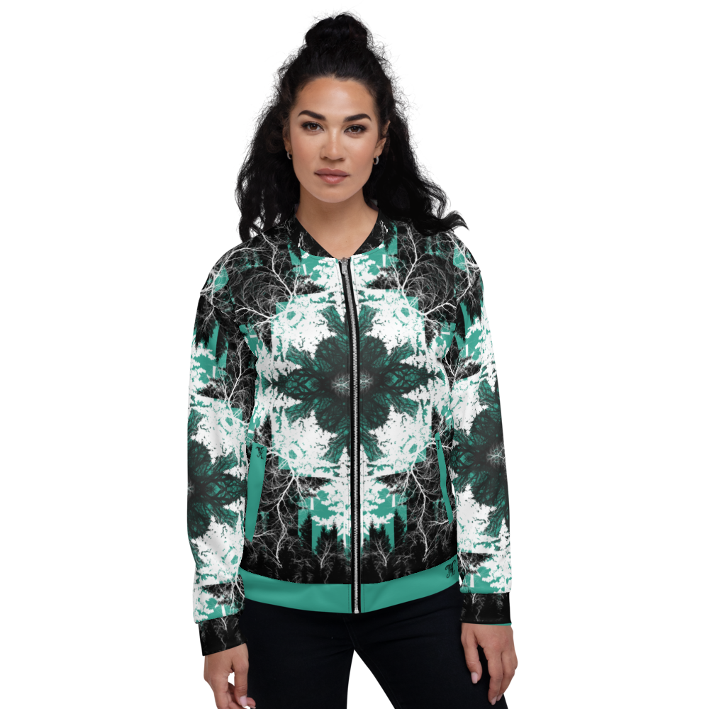 Cyber Forest Bomber Jacket Teal