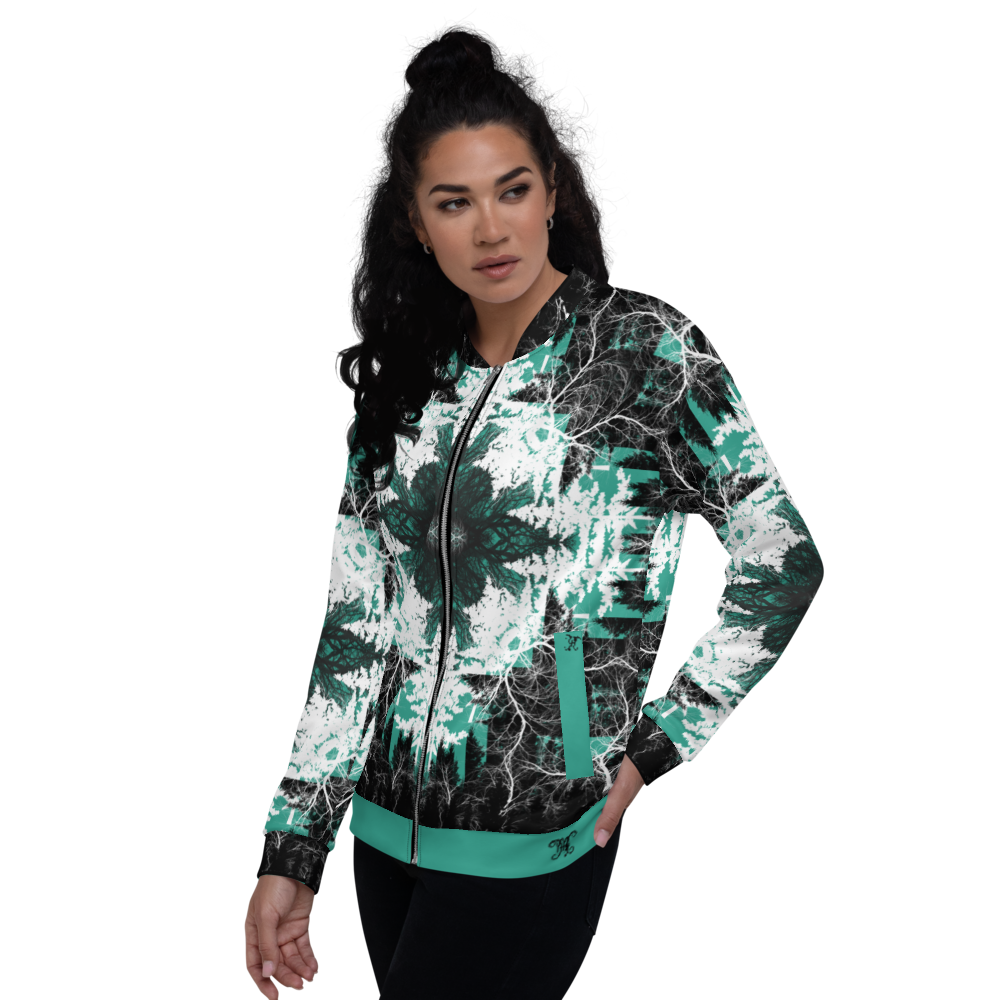 Cyber Forest Bomber Jacket Teal