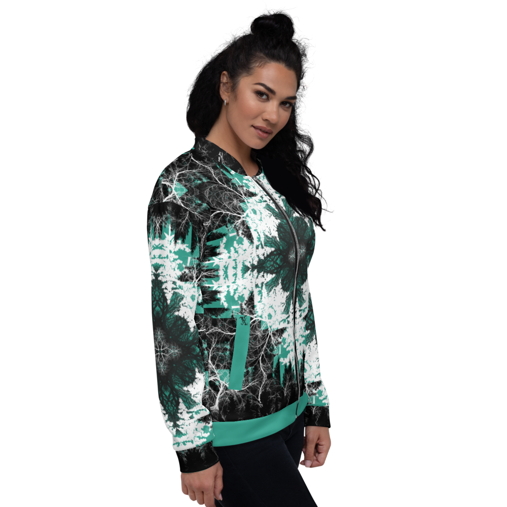 Cyber Forest Bomber Jacket Teal