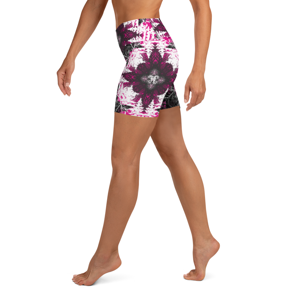 Cyber Forest Yoga Shorts Hot Pink