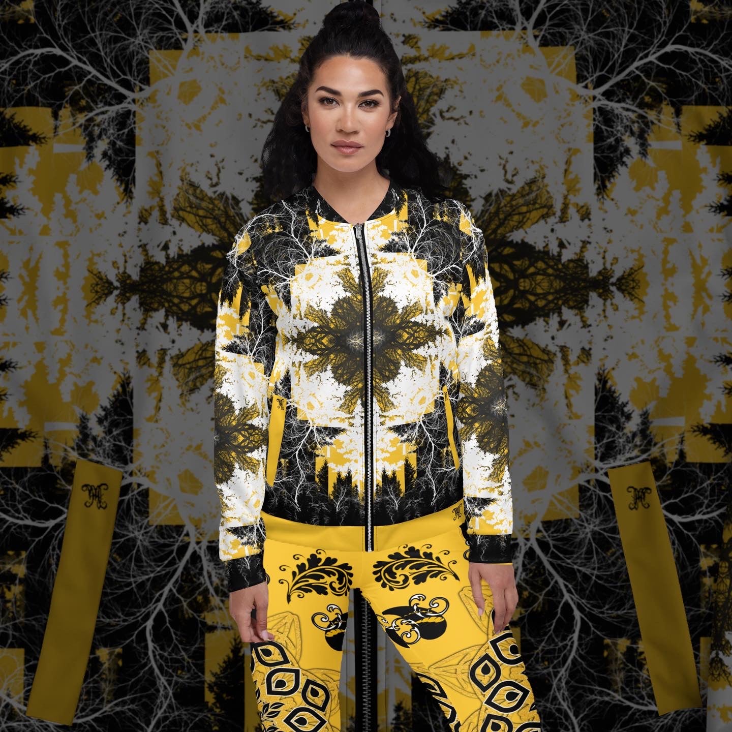Cyber Forest Bomber Jacket Yellow