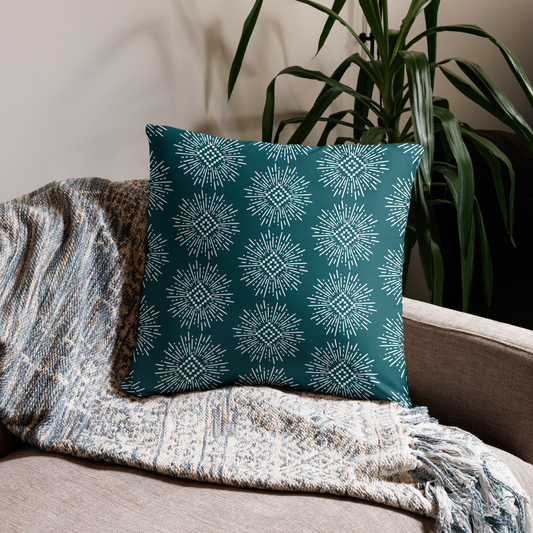 Boho Teal Suns Throw Pillow