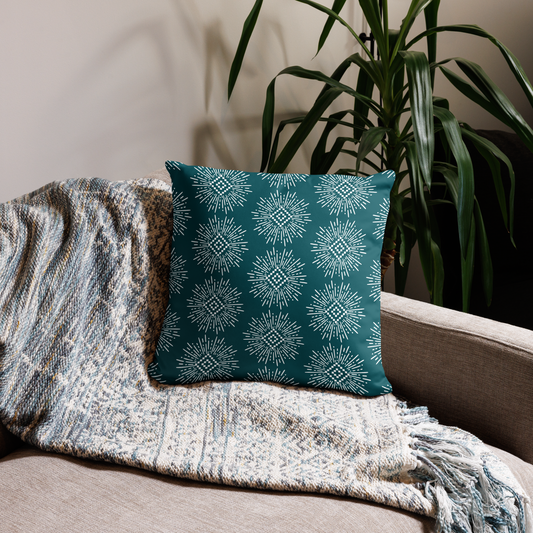 Boho Teal Suns Throw Pillow