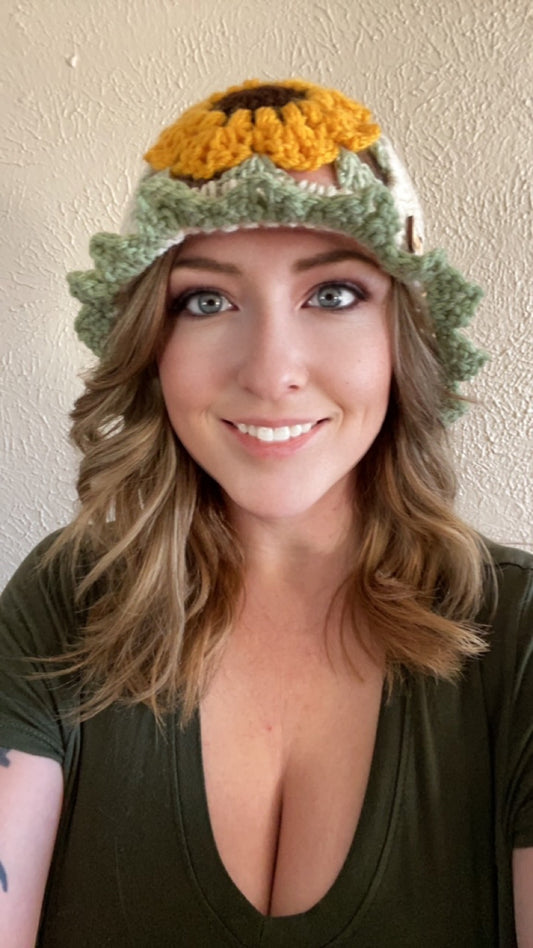 Sunflower Crochet Bucket Hat