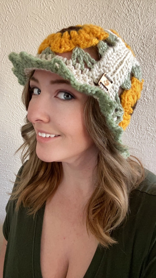 Sunflower Crochet Bucket Hat