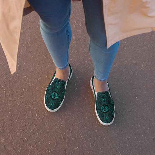 Marble Mushroom TEAL Women’s slip-ons