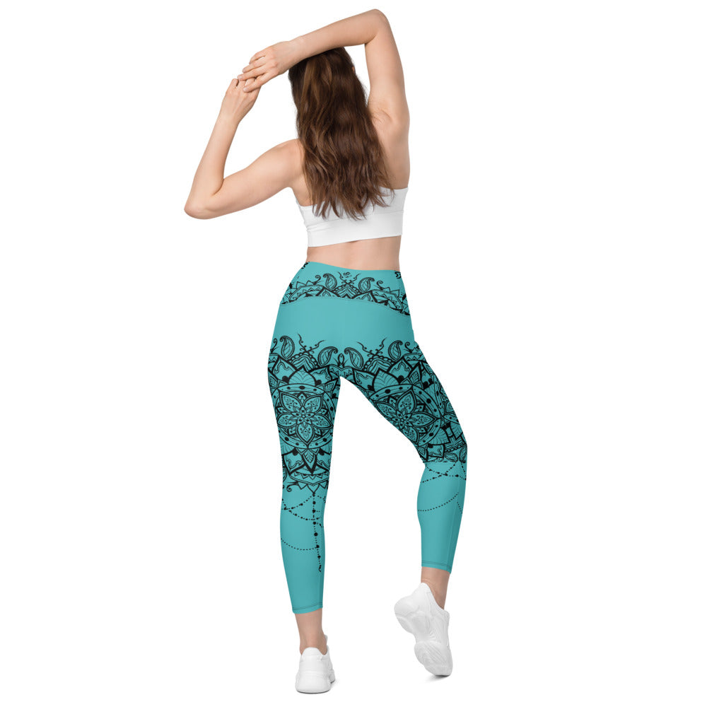 Mandala Leggings Baby Blue & Black