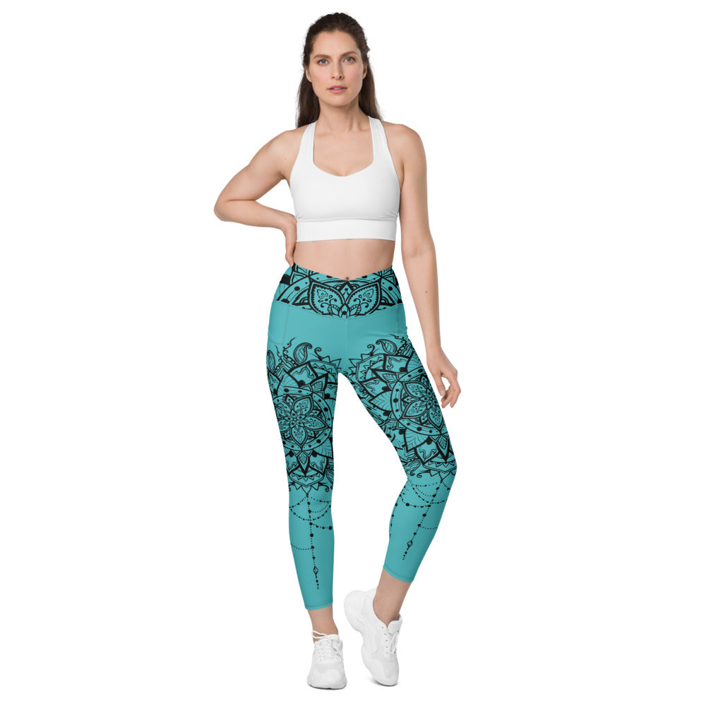 Mandala Leggings Baby Blue & Black