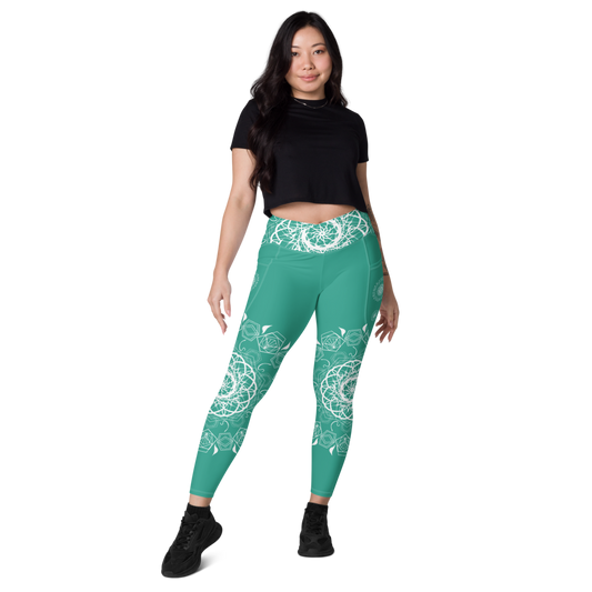 MH Mandala Leggings Teal & White