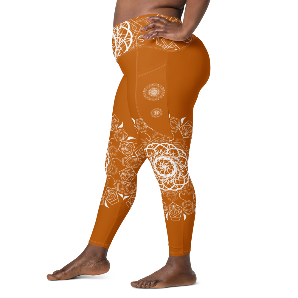 MH Mandala Leggings Rust & White