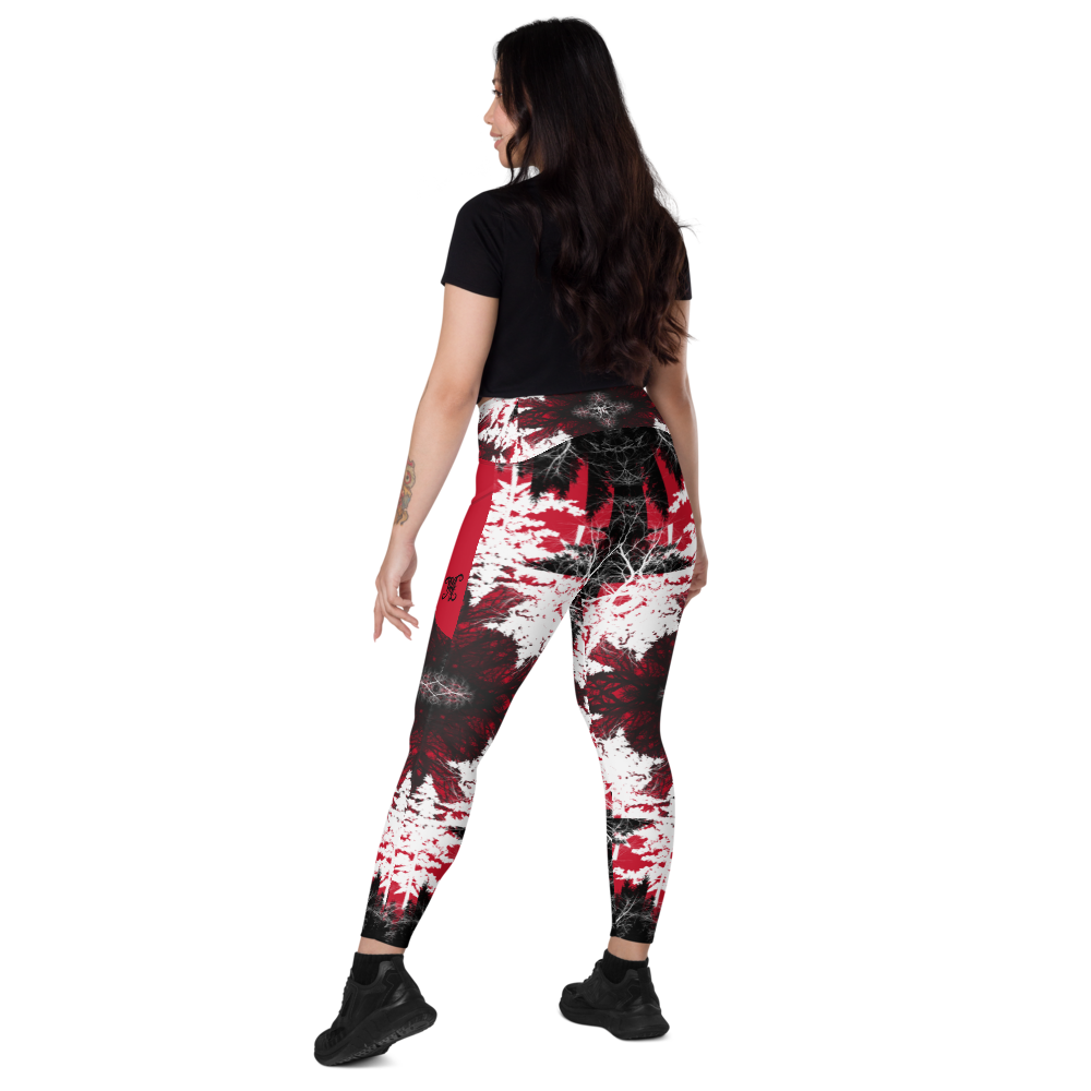 Cyber Forest Leggings Red