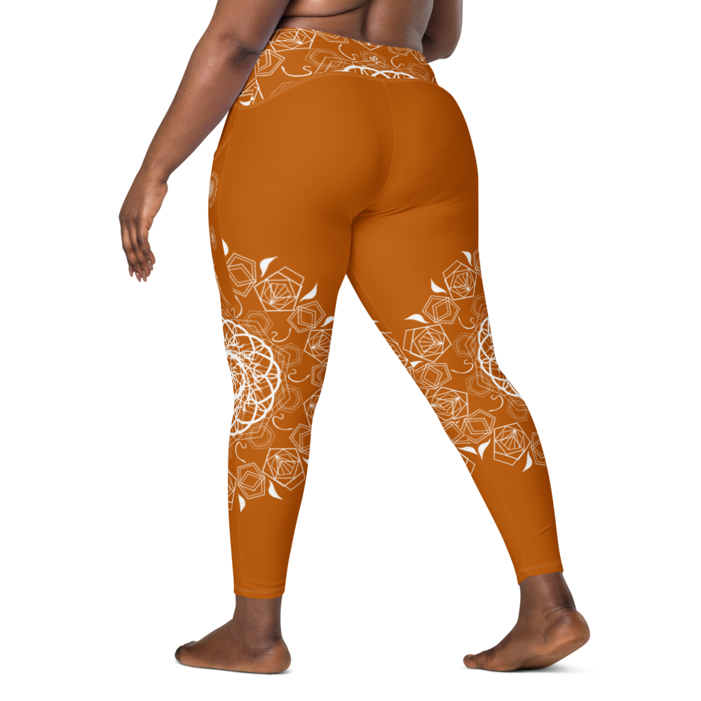 MH Mandala Leggings Rust & White