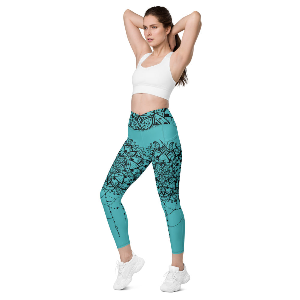 Mandala Leggings Baby Blue & Black