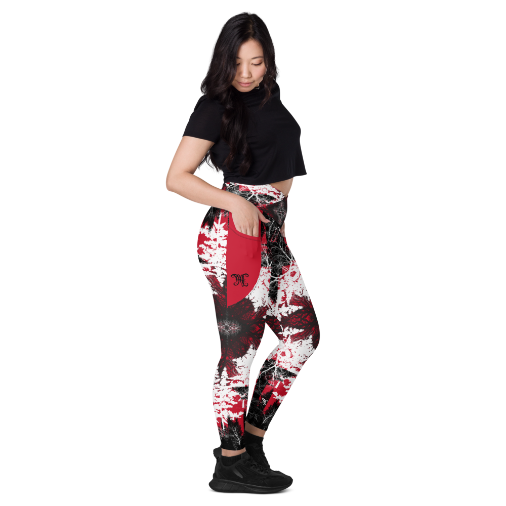 Cyber Forest Leggings Red