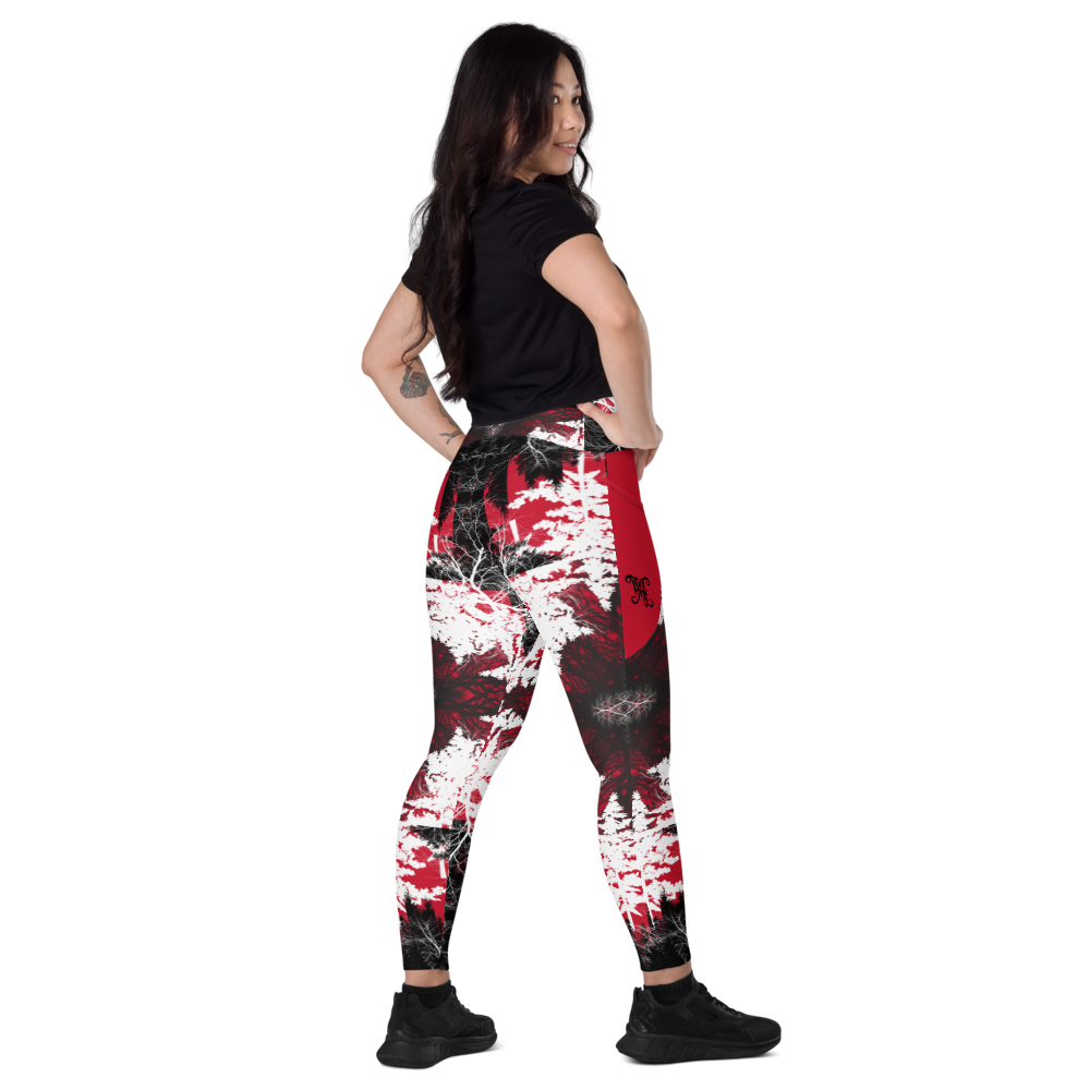 Cyber Forest Leggings Red