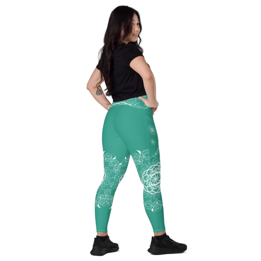 MH Mandala Leggings Teal & White