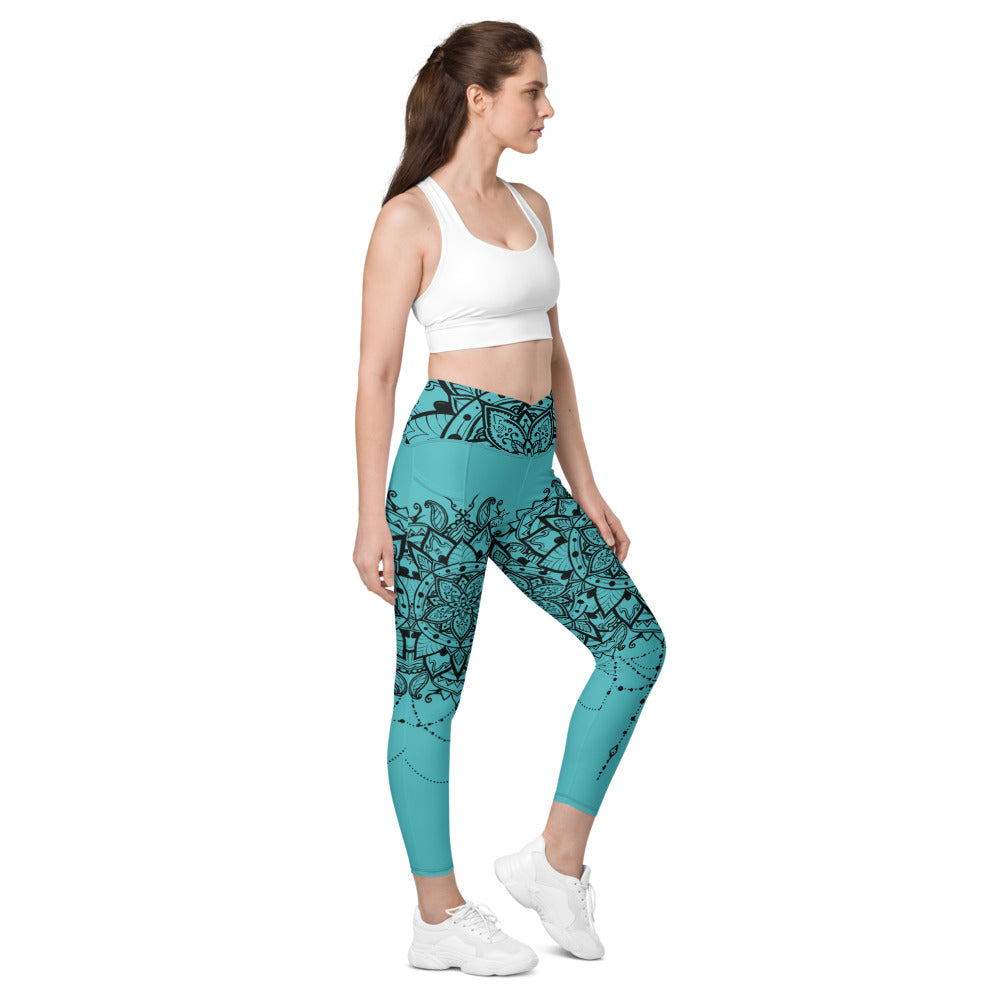 Mandala Leggings Baby Blue & Black