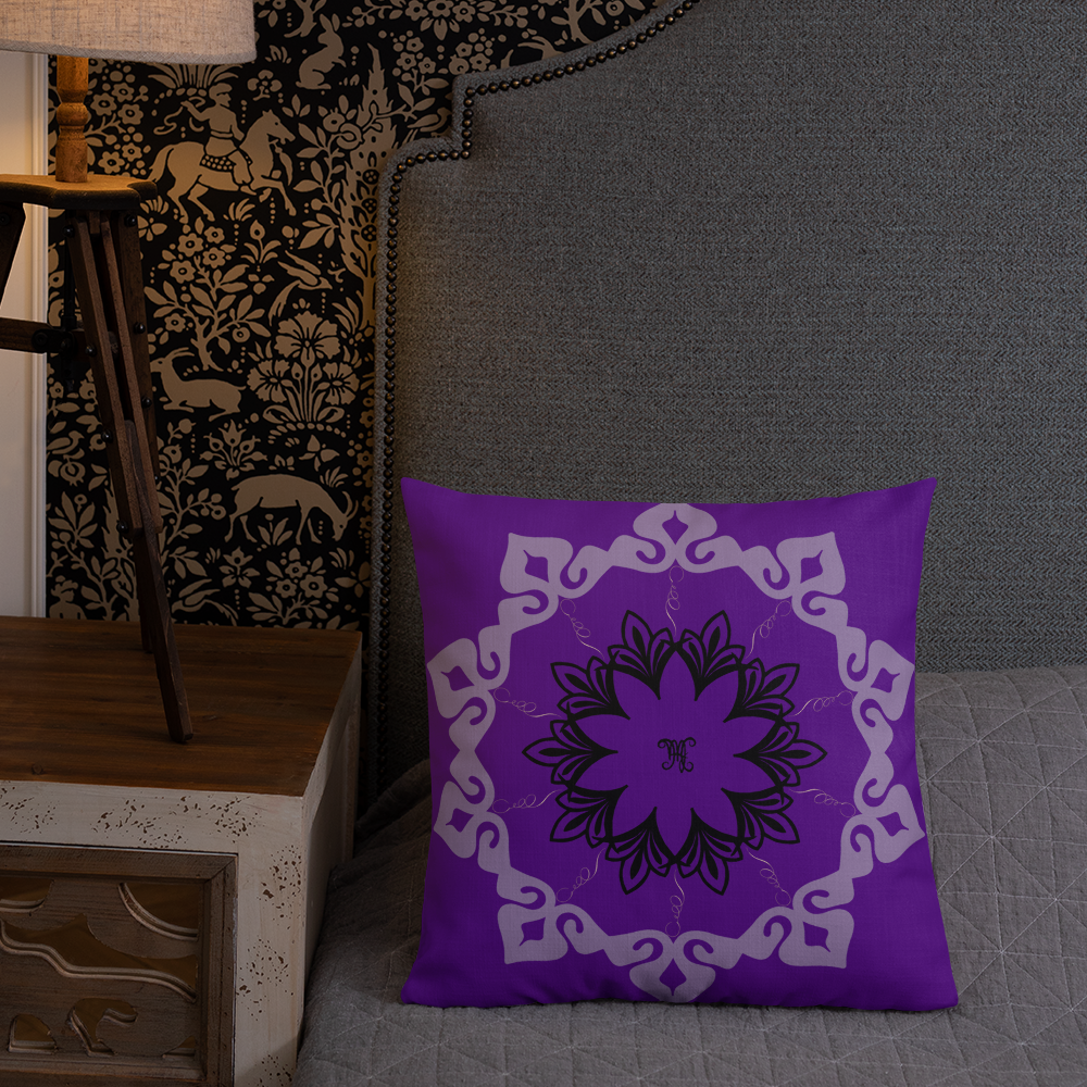 MH Purple & Black Mandala Throw Pillows