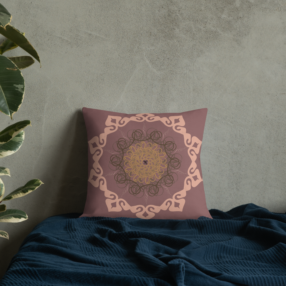 MH Rose Wood Mandala Throw Pillows