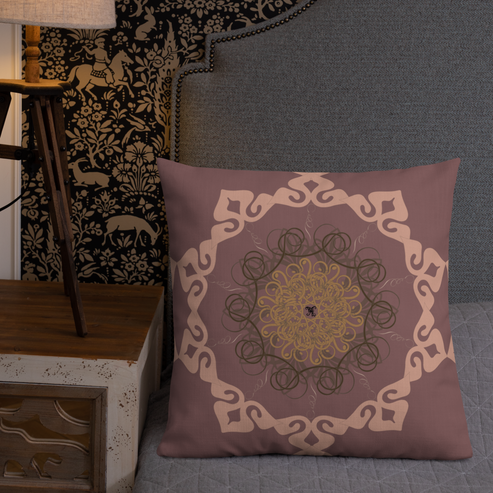 MH Rose Wood Mandala Throw Pillows