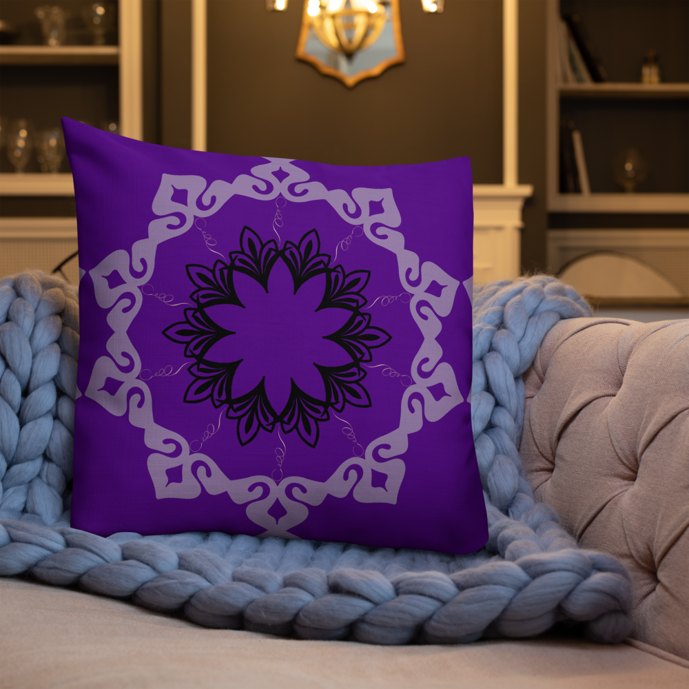 MH Purple & Black Mandala Throw Pillows