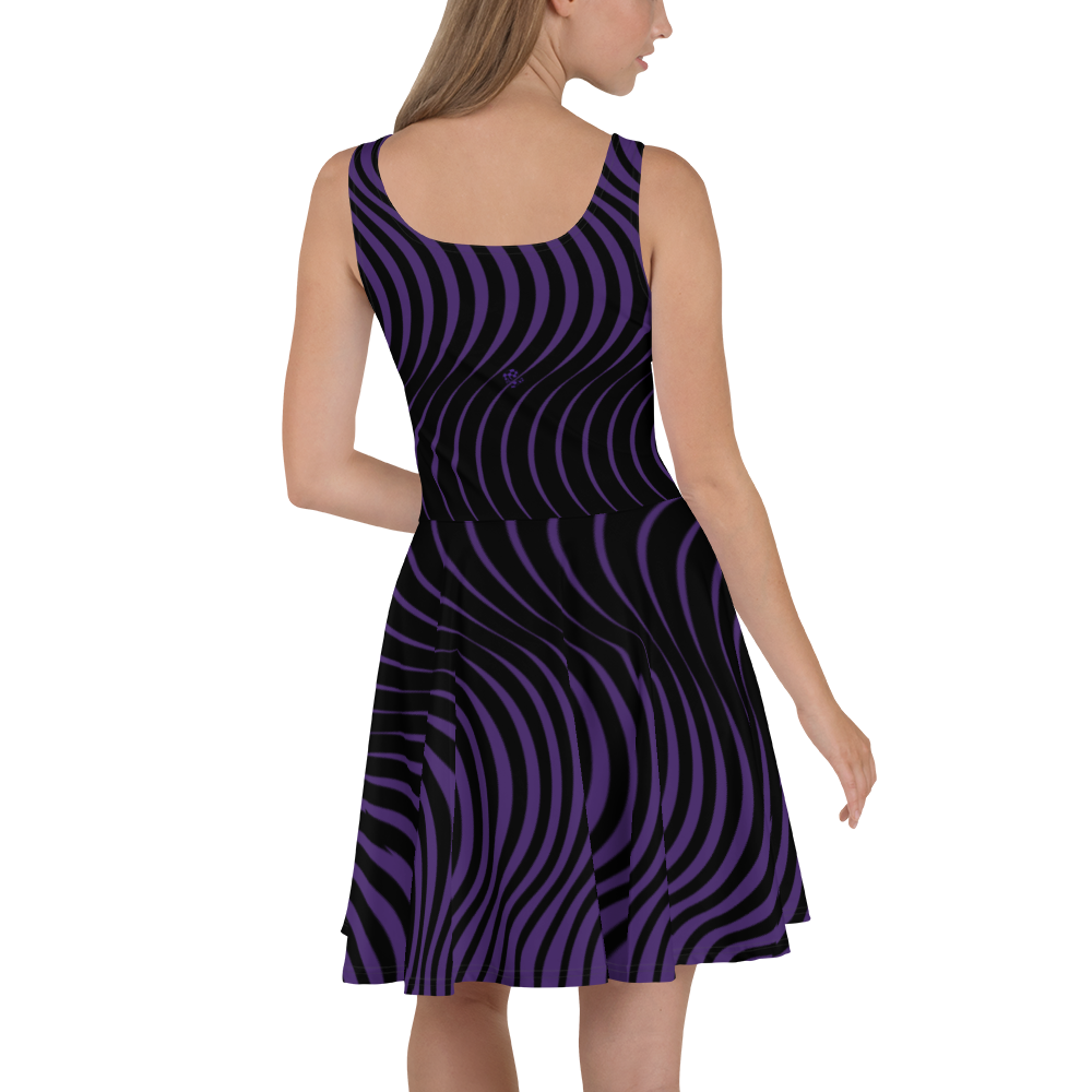 Wild Stripe Skater Dress Black and Purple