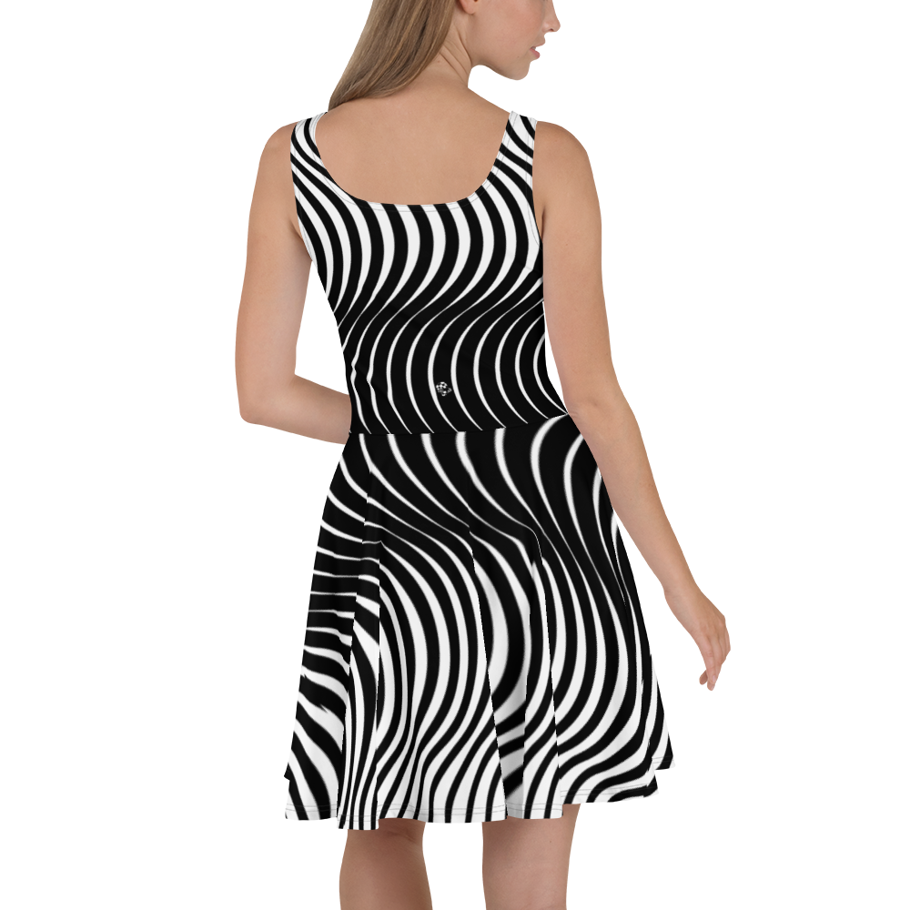 Wild Stripe Skater Dress Black and White