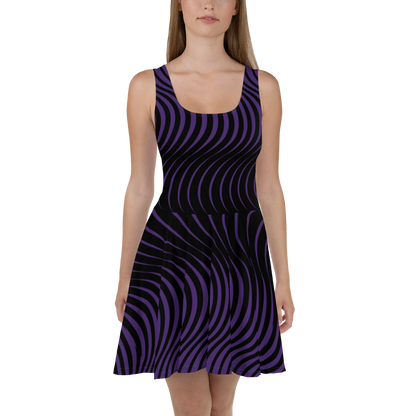 Wild Stripe Skater Dress Black and Purple