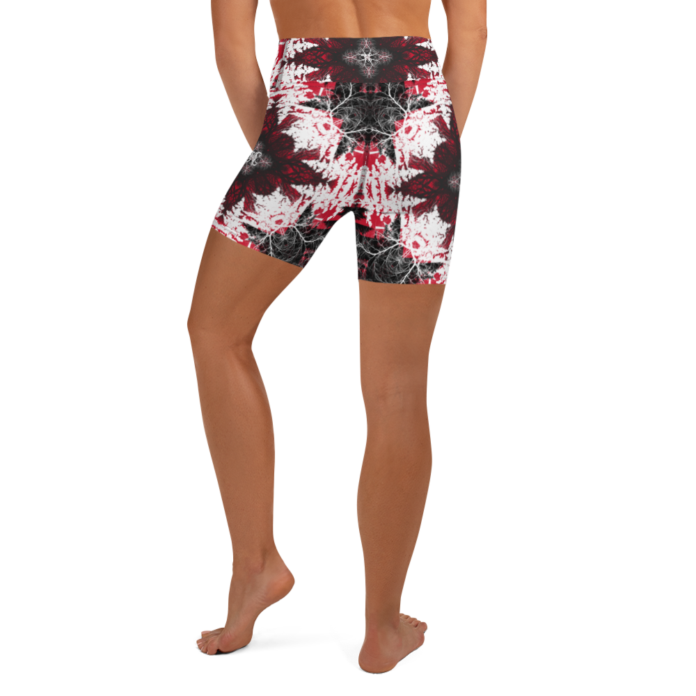 Cyber Forest Yoga Shorts Red