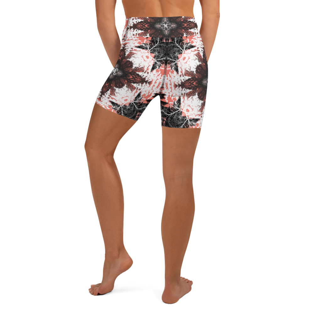 Cyber Forest Yoga Shorts Coral