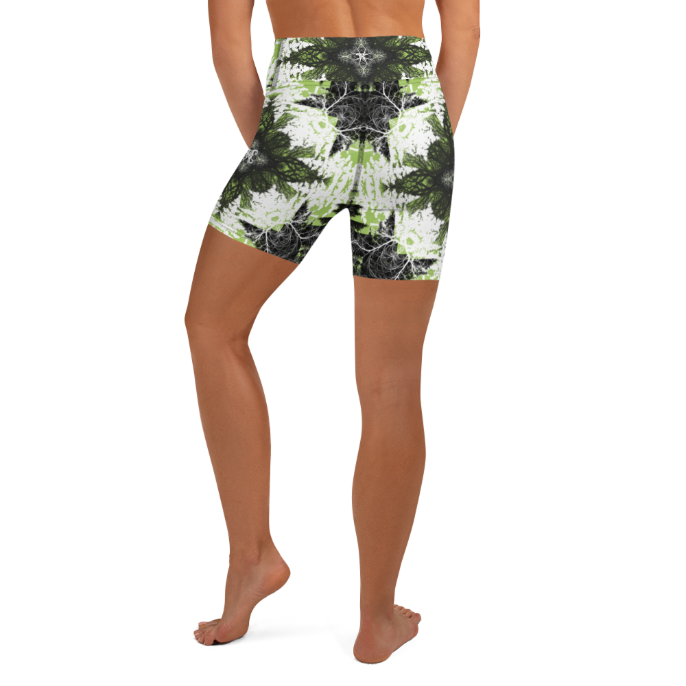 Cyber Forest Yoga Shorts Green