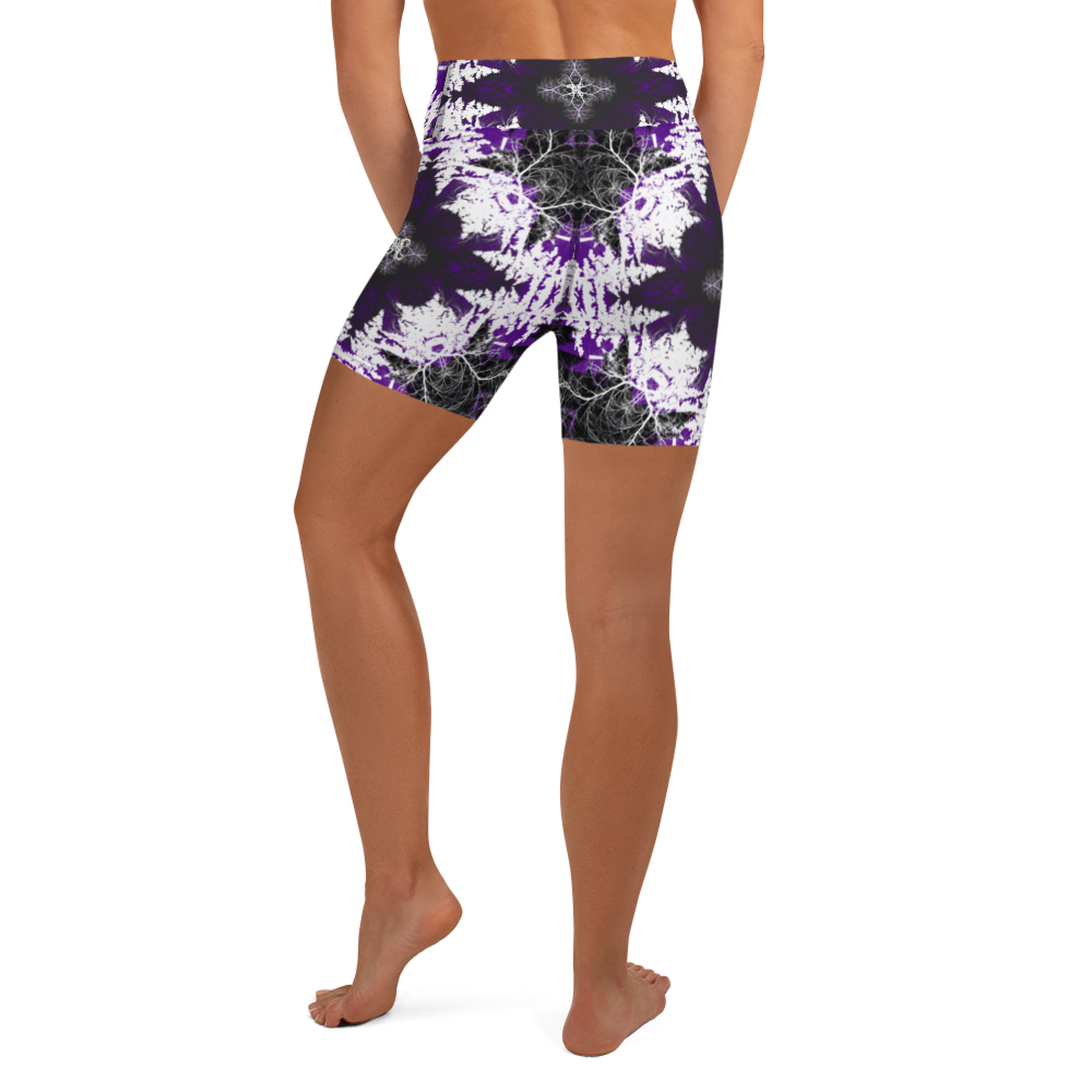 Cyber Forest Yoga Shorts Purple