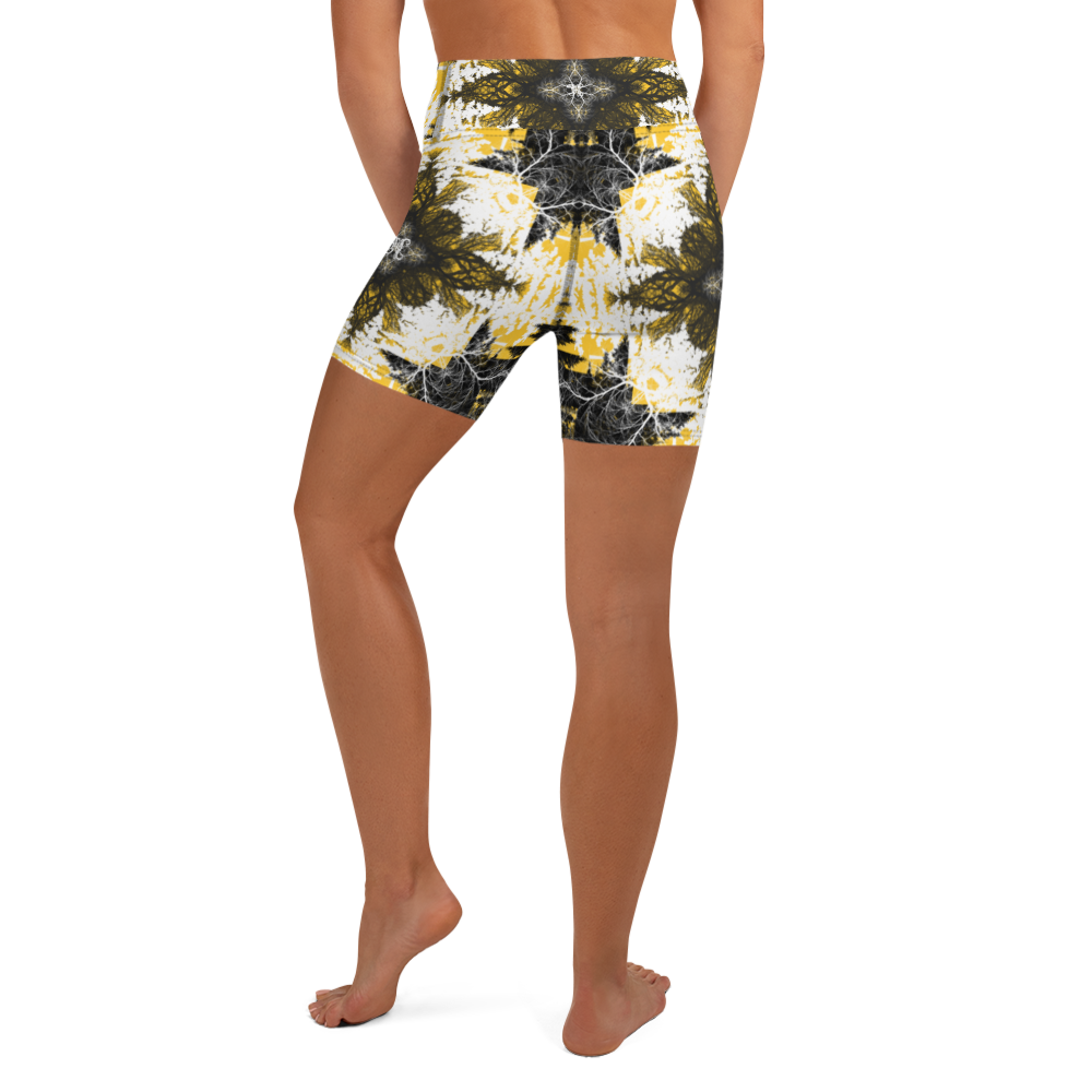 Cyber Forest Yoga Shorts Yellow