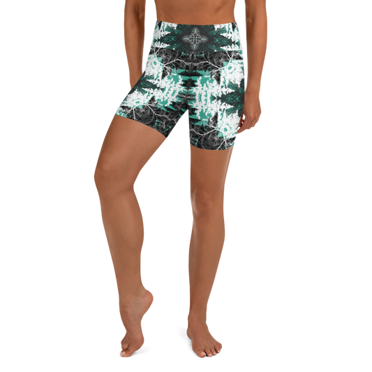 Cyber Forest Yoga Shorts Teal