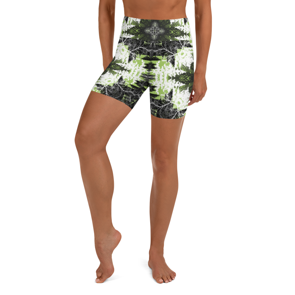 Cyber Forest Yoga Shorts Green