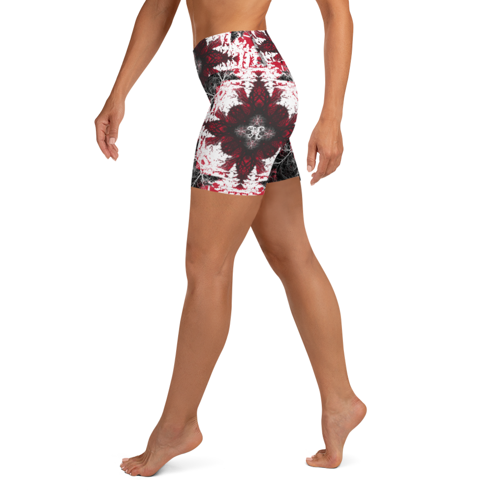 Cyber Forest Yoga Shorts Red