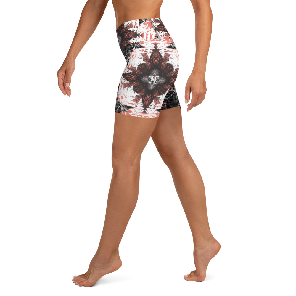 Cyber Forest Yoga Shorts Coral