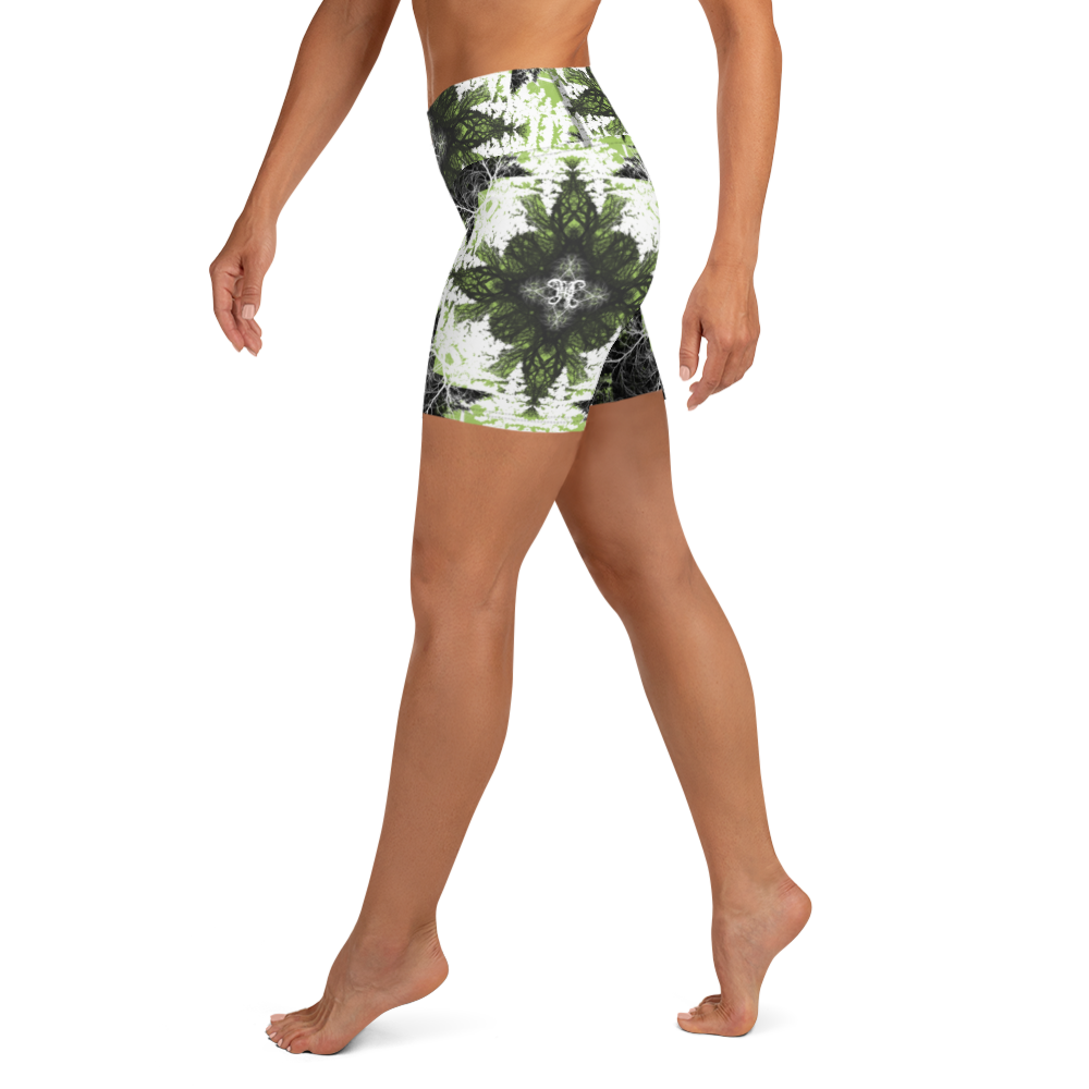 Cyber Forest Yoga Shorts Green