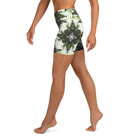 Cyber Forest Yoga Shorts Green