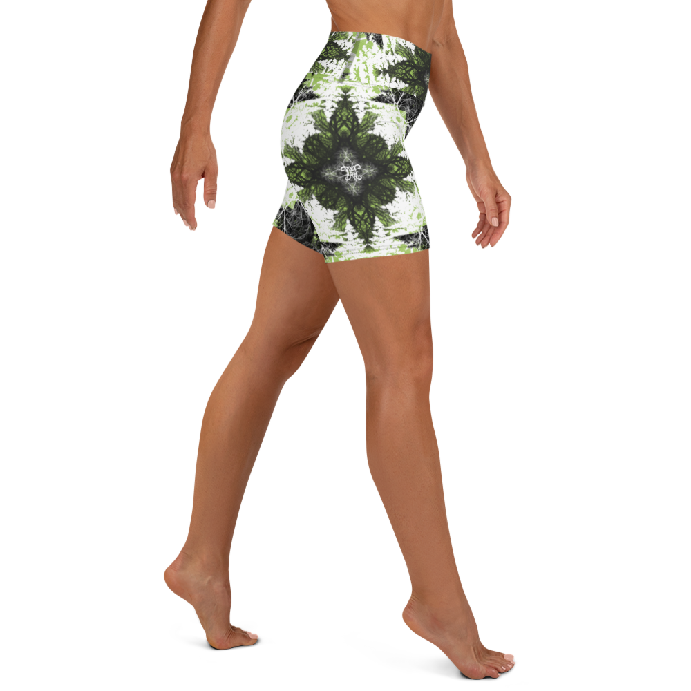 Cyber Forest Yoga Shorts Green