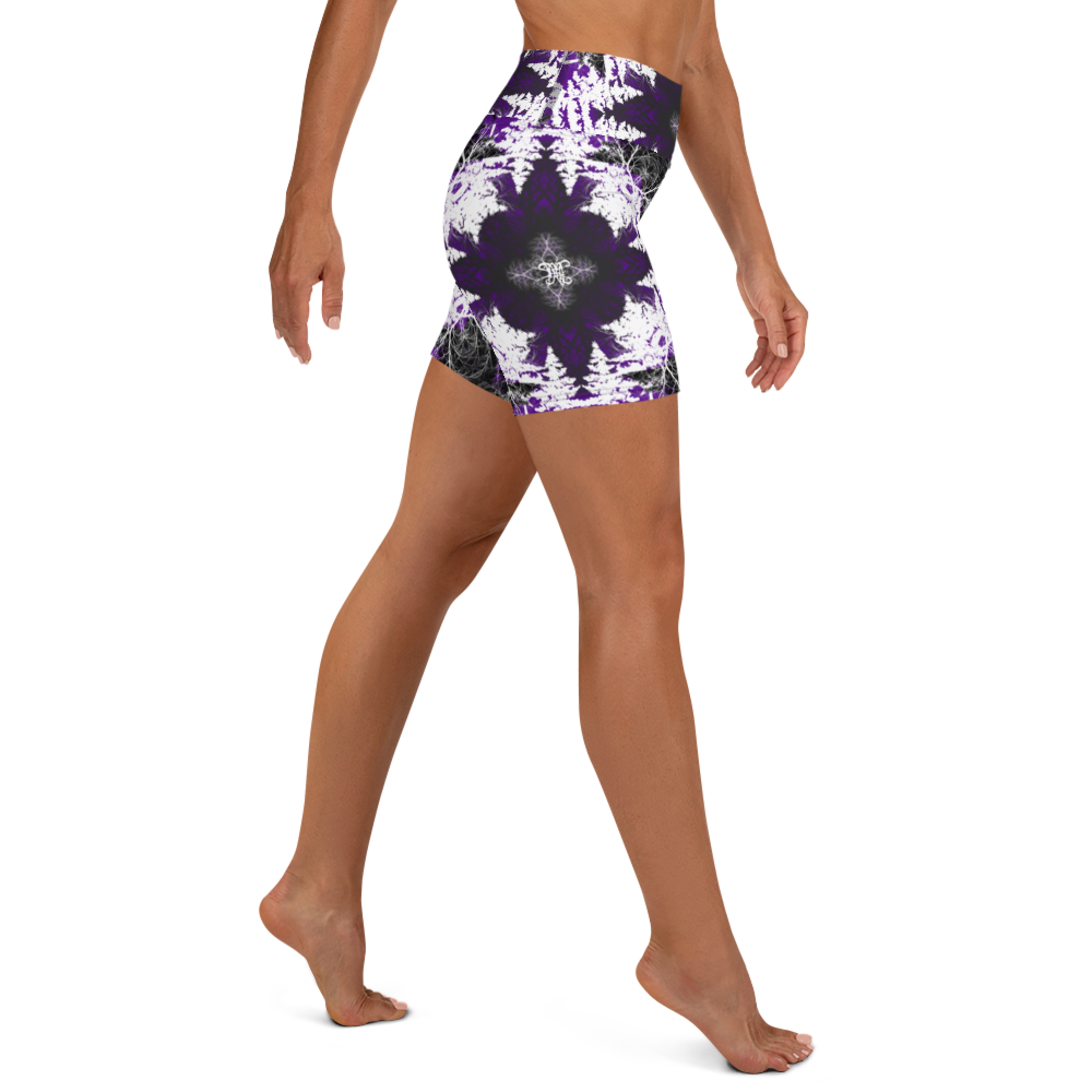 Cyber Forest Yoga Shorts Purple