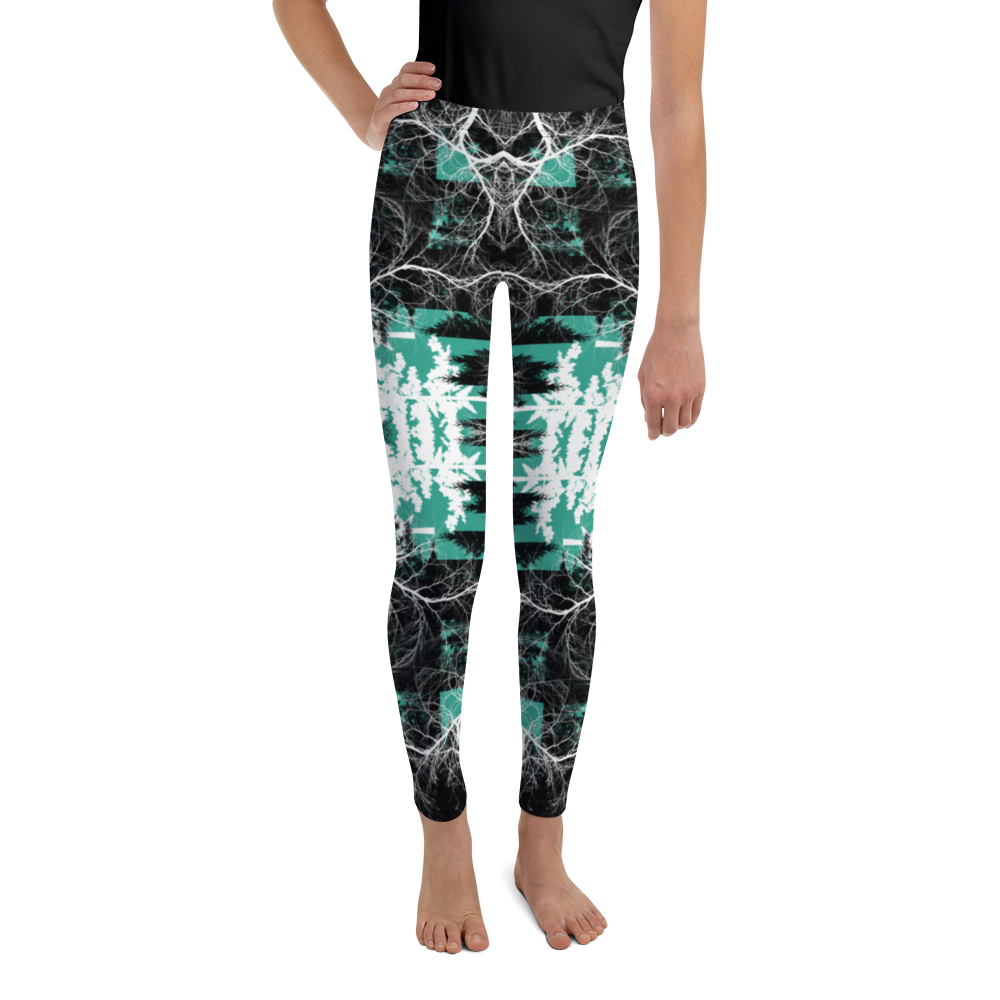 Cyber Forest Youth Leggings Teal