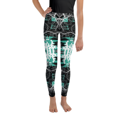 Cyber Forest Youth Leggings Teal