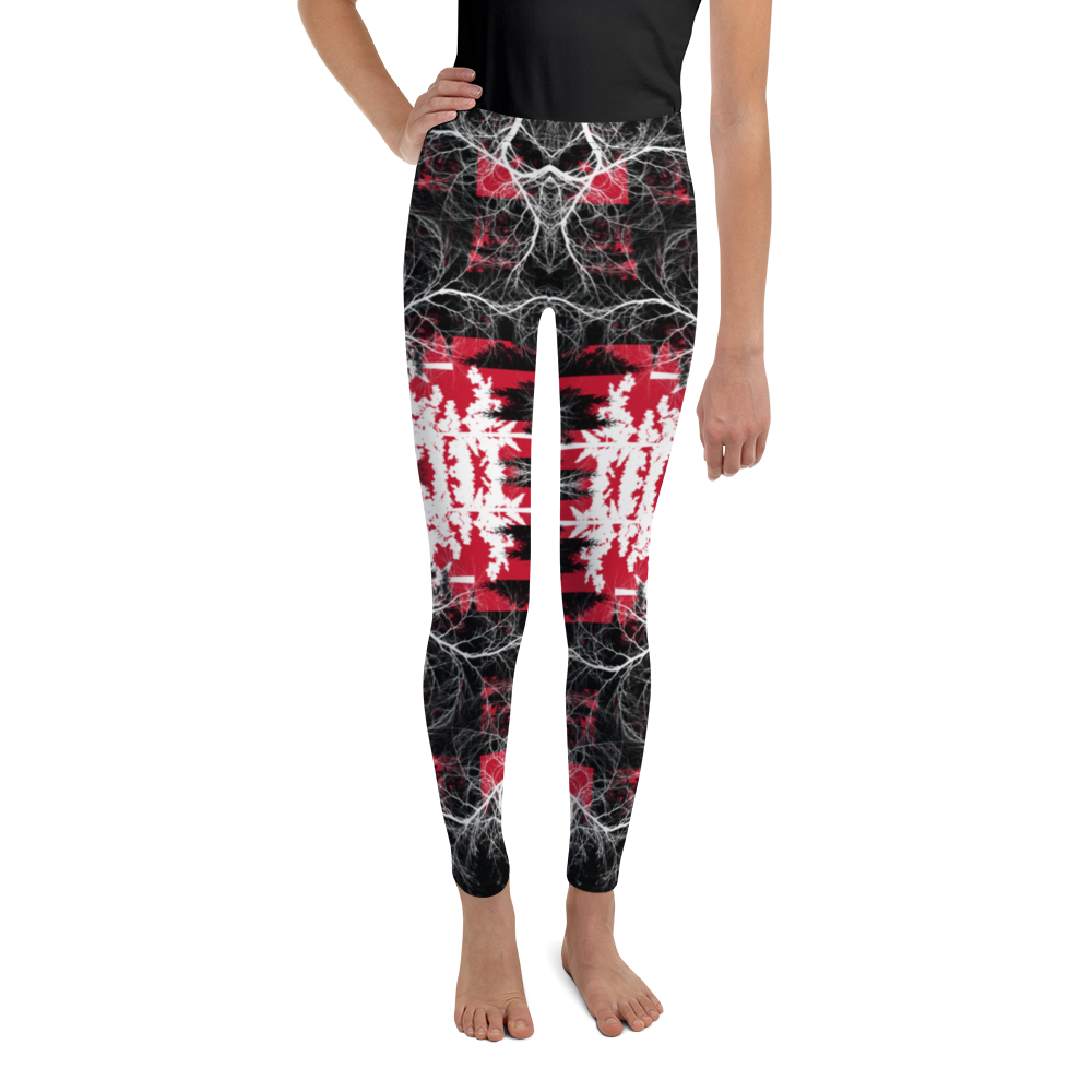 Cyber Forest Youth Leggings Red