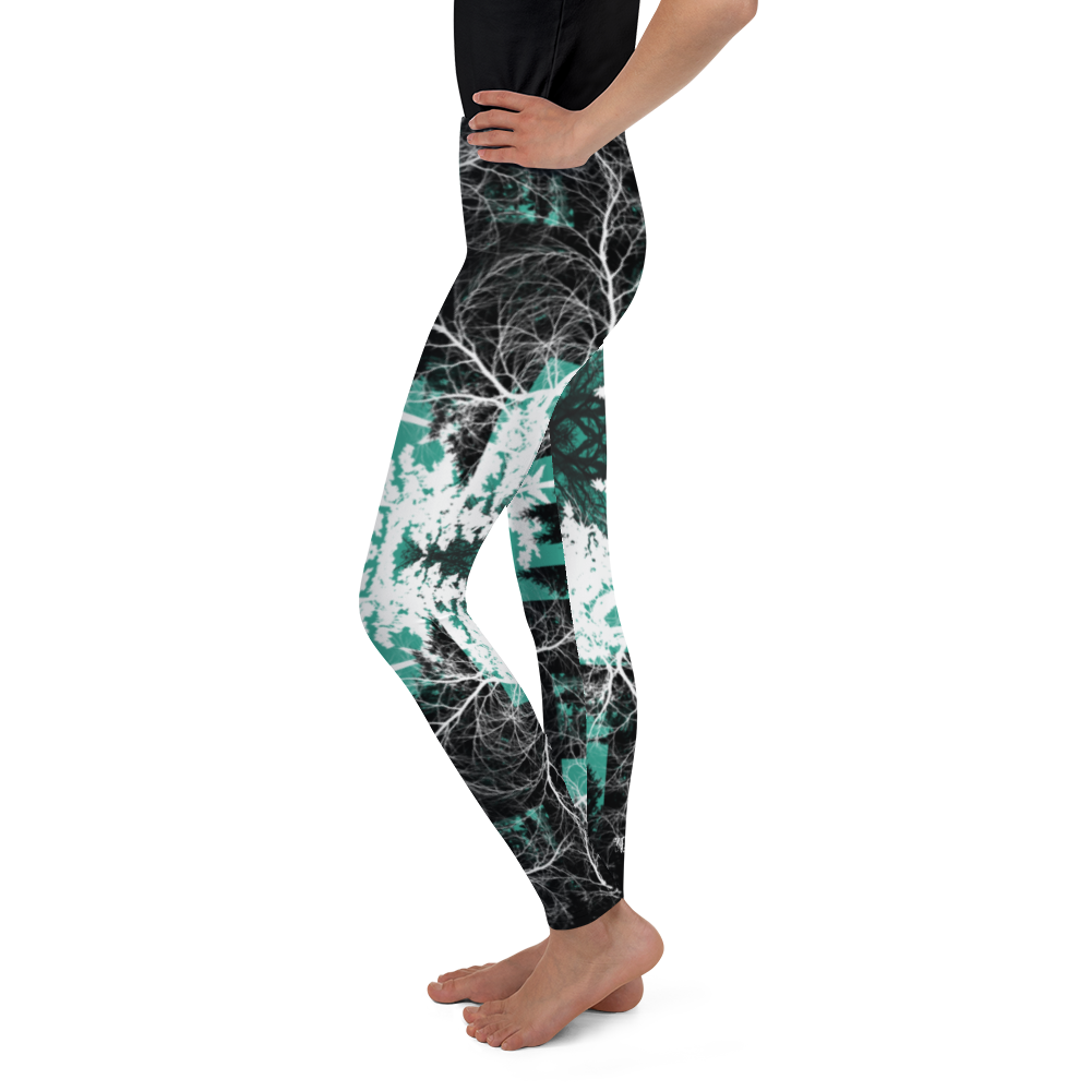 Cyber Forest Youth Leggings Teal