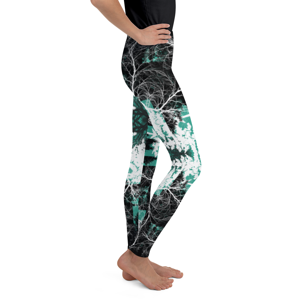 Cyber Forest Youth Leggings Teal