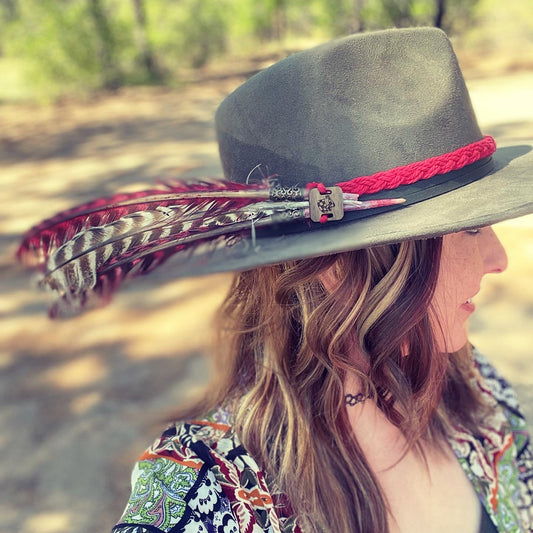 Vegan Leather Wide Brim Fedora Hat