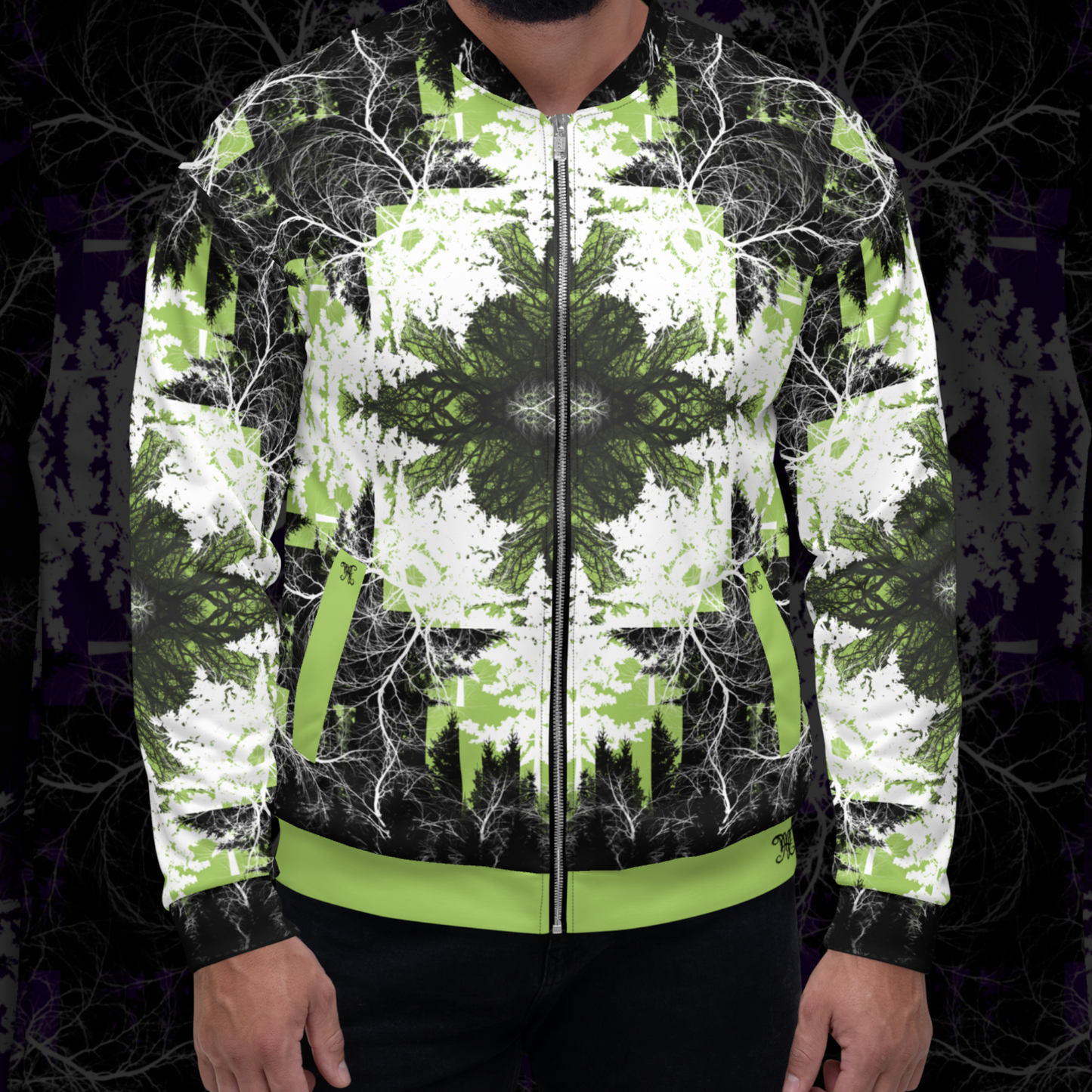 Cyber Forest Bomber Jacket Green