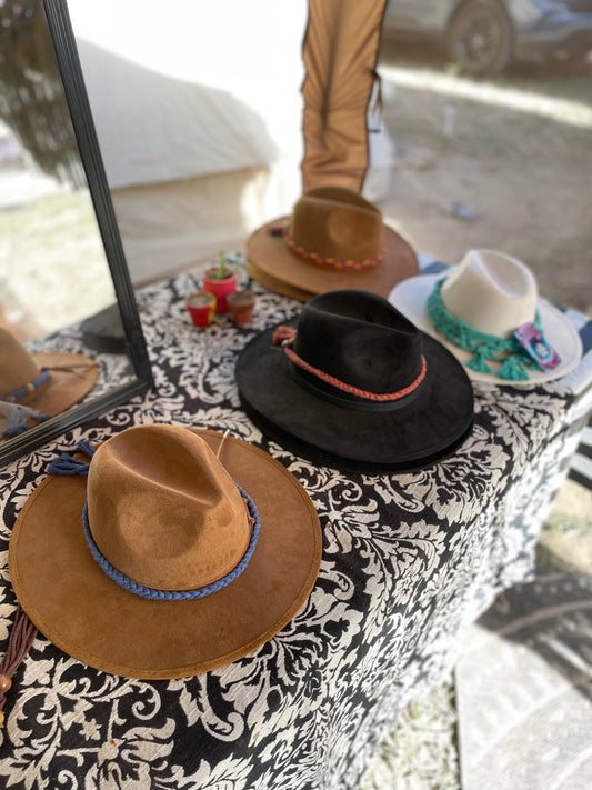 Vegan Leather Wide Brim Fedora Hat